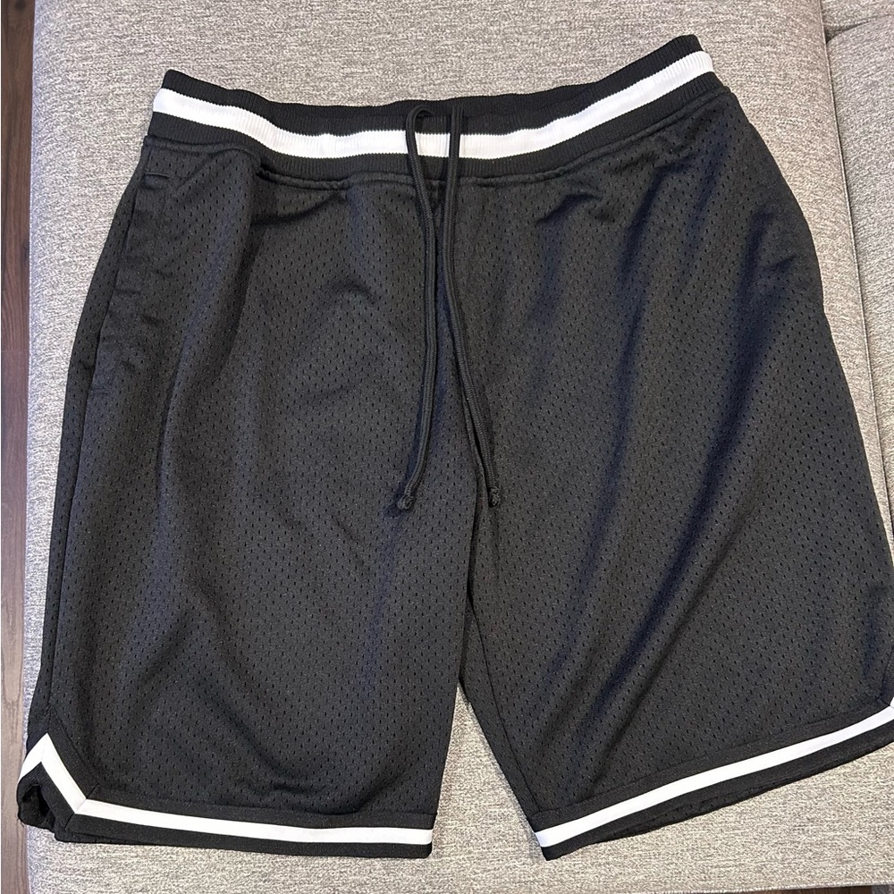 Classic Black Athletic Men's Shorts with White Trim